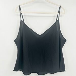 J. Crew Womens Basic V Neck‎ Lightweight Cami Tank Top Size 2X Black Plus Size